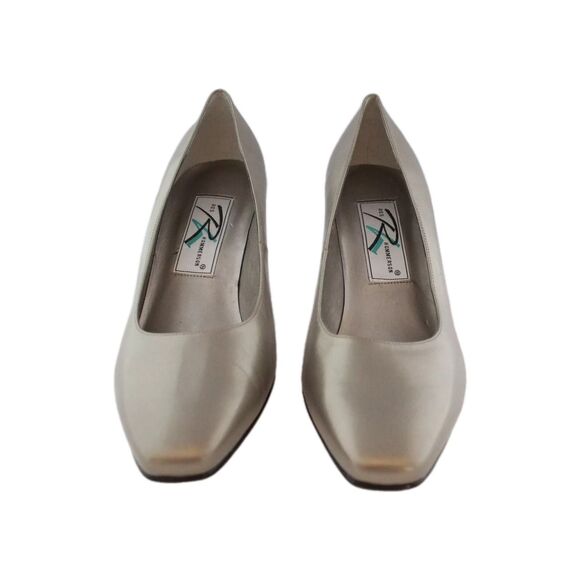 Ross Hommerson Classic Heels Leather  Pewter Slip On Pumps Square Toe 9W - Picture 3 of 11